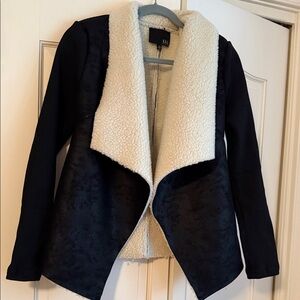 Kaii Black Jacket with Cream Sherpa Collar